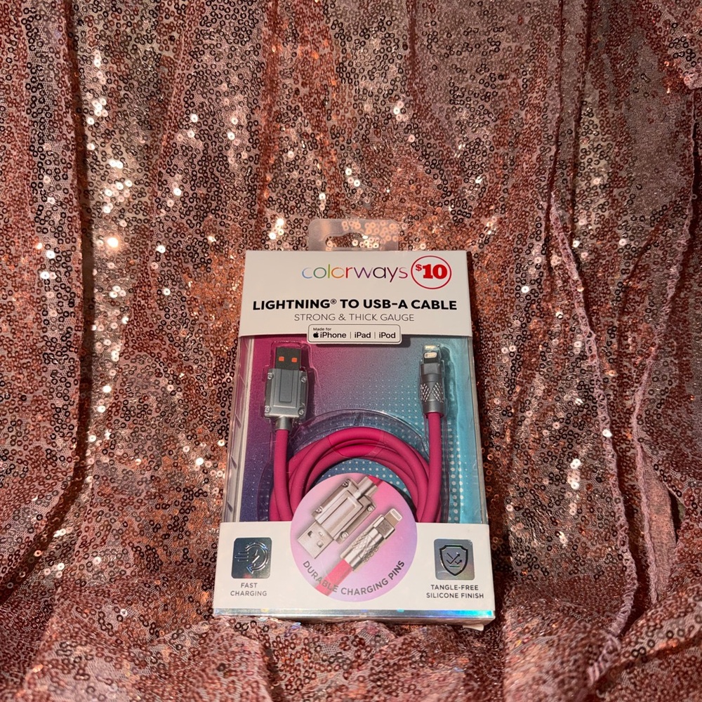 Pink Lightning to USB-A Cable